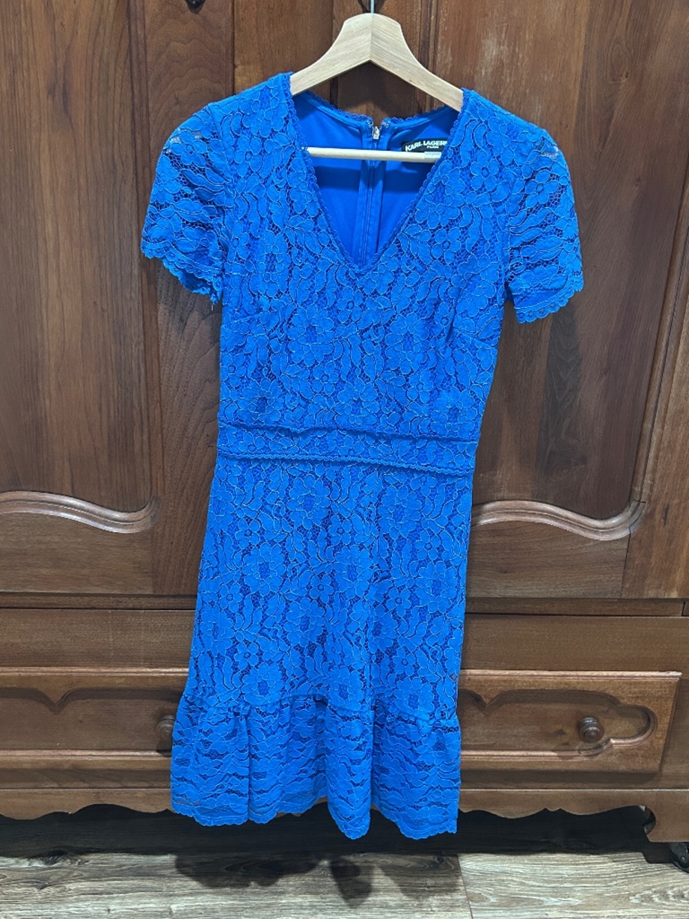 Cobalt blue floral lace dress Karl Lagerfeld size 0